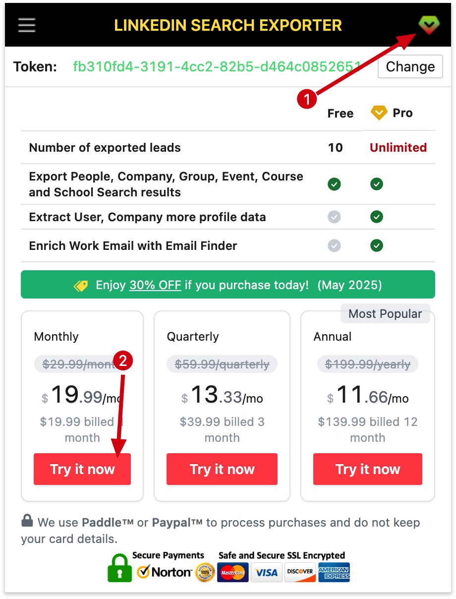 LinkedIn Search Exporter chrome extension subscribe pro
